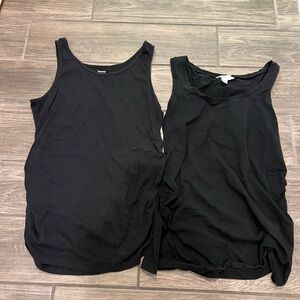 Two large black maternity tank tops